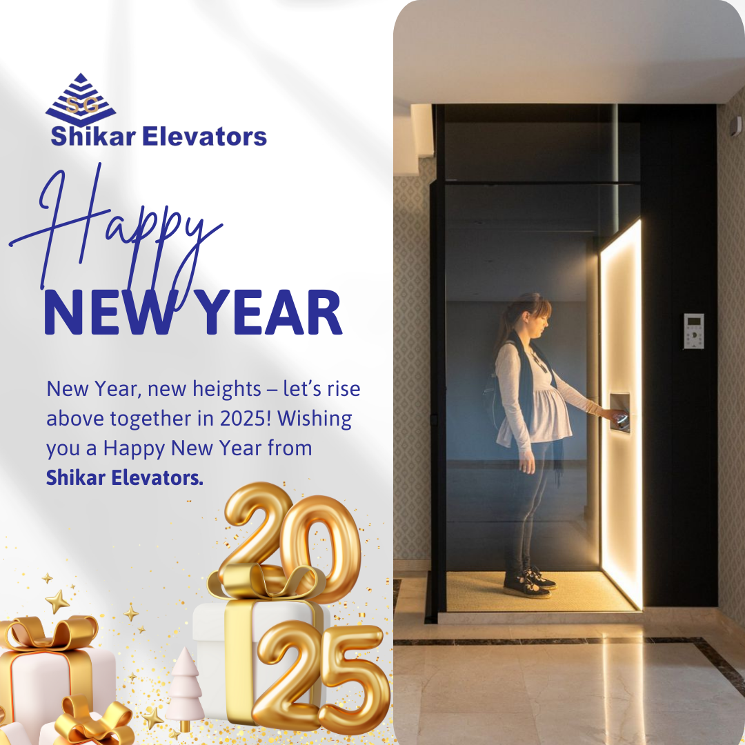 New Year, new heights – let’s rise above together in 2025! Wishing you a Happy New Year from Shikar Elevators.