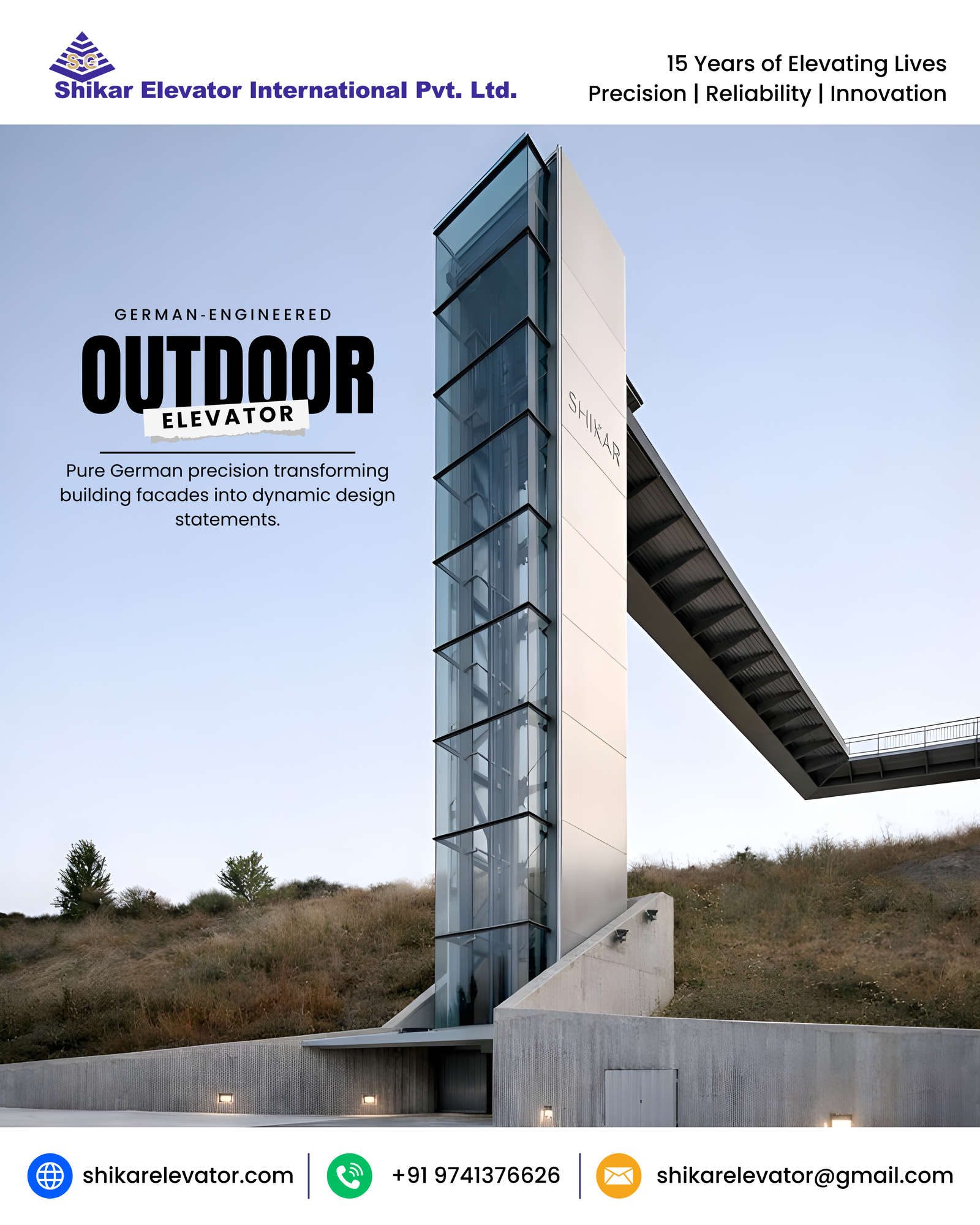 Outdoor Elevators - German‑Engineered Architectural Elevation by Shikar Elevators