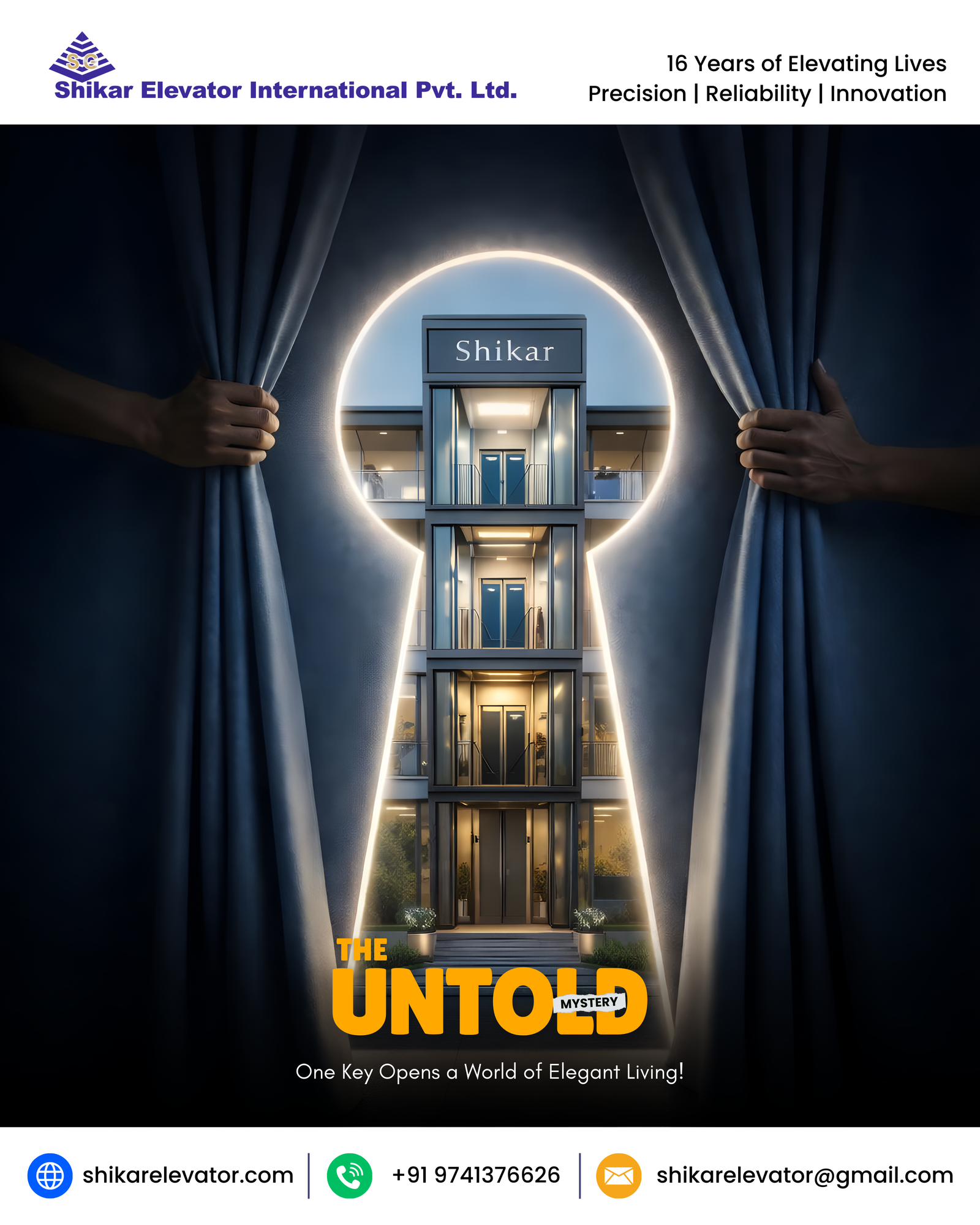 Unlock Elevations, Endless Possibilities Shikar Elevators – One Key Opens a World of Elegant Living.