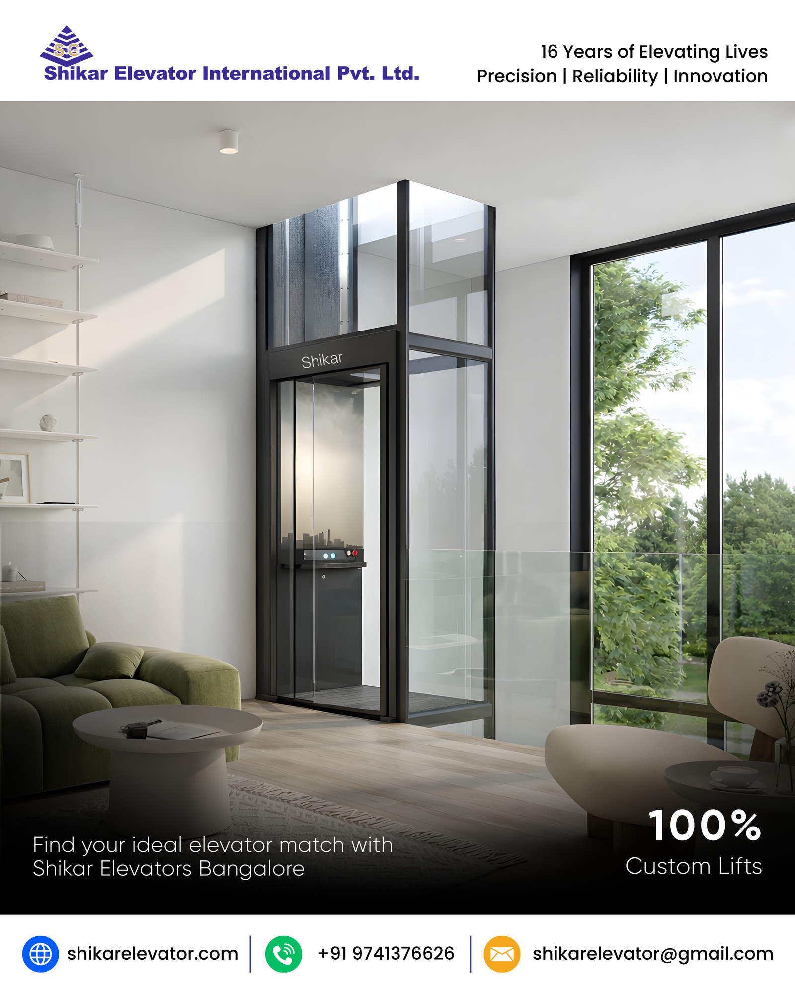 Compact home lifts with 100% Customization - Low-Rise Villas to High-Rise Towers!