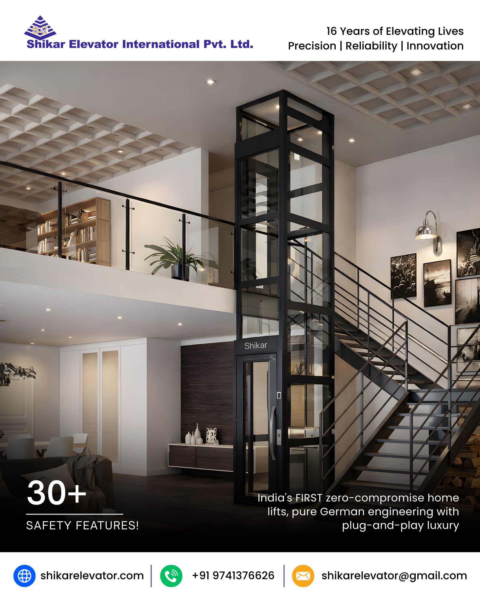 India's FIRST zero-compromise home lifts, pure German engineering with plug-and-play luxury.