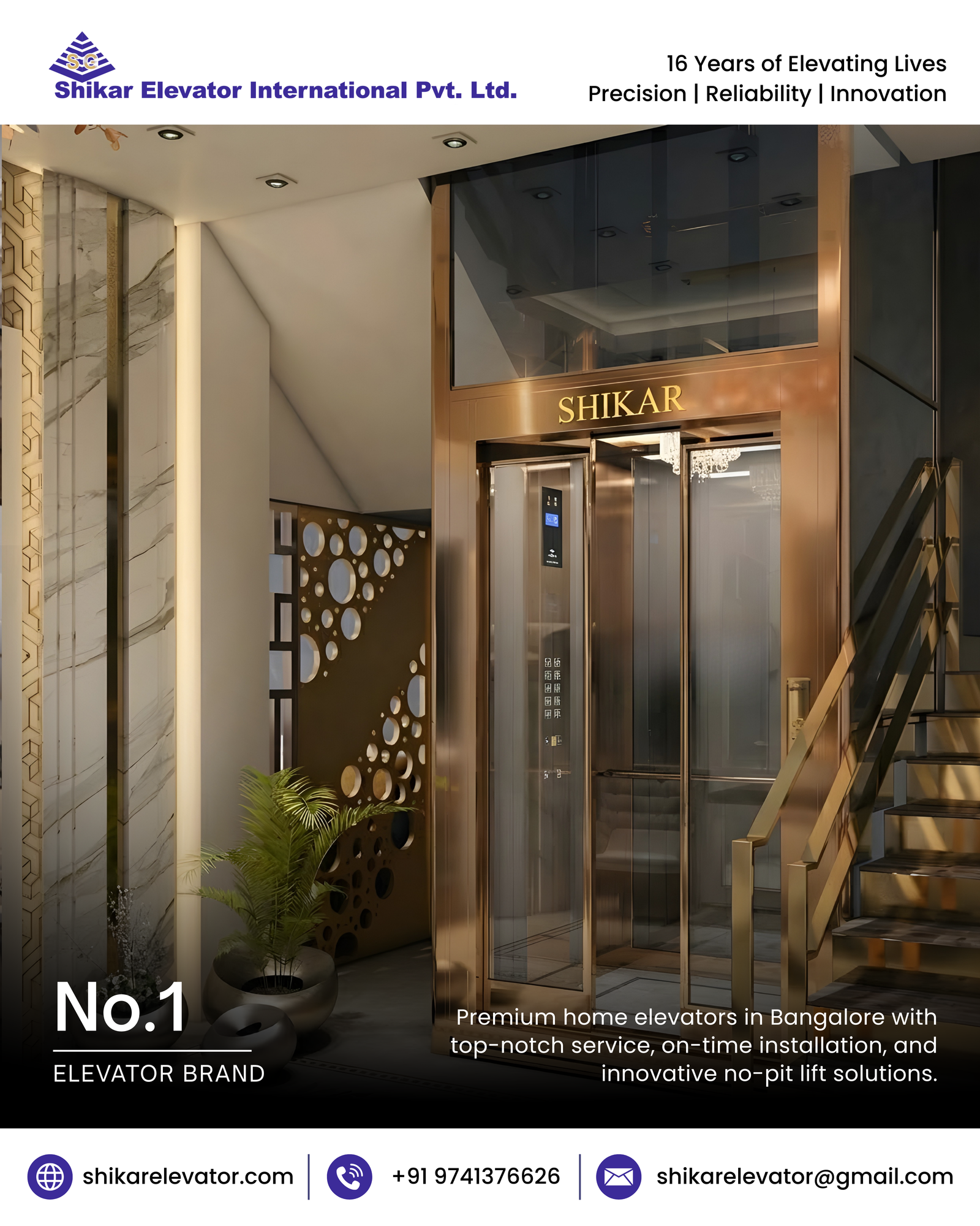 Premium home elevators in Bangalore with top-notch service, on-time installation, and innovative no-pit lift solutions.