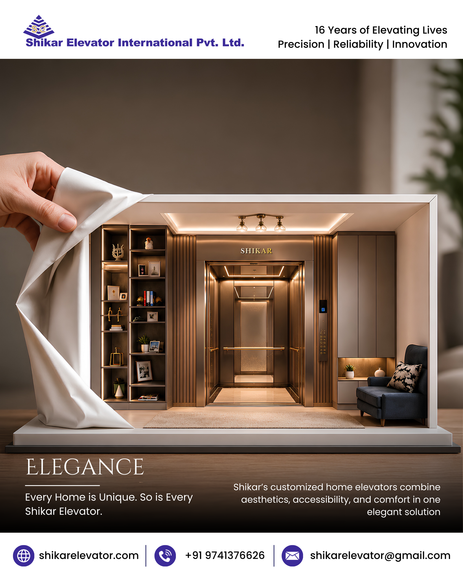 Customized Home Elevators - Every Home is Unique. So is Every Shikar Elevator.