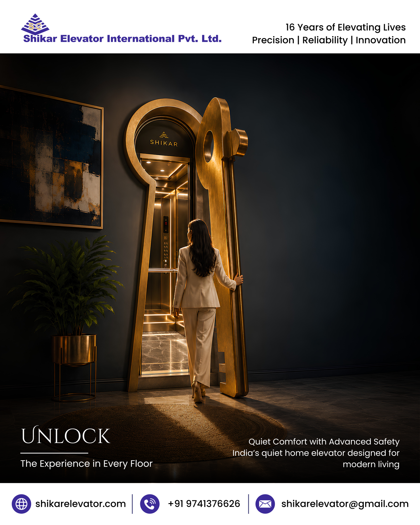 Premium Elevator unlocks a better home experience with a smooth, quiet, and safe journey every time