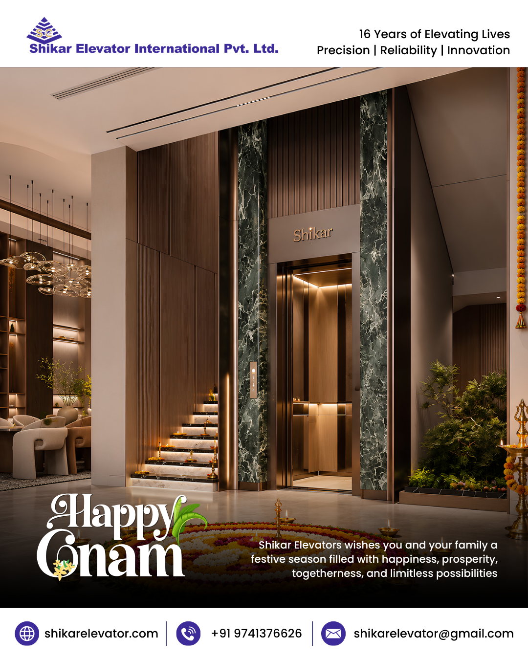 Shikar Elevators wishes you and your family a festive season filled with happiness, prosperity, togetherness, and limitless possibilities.