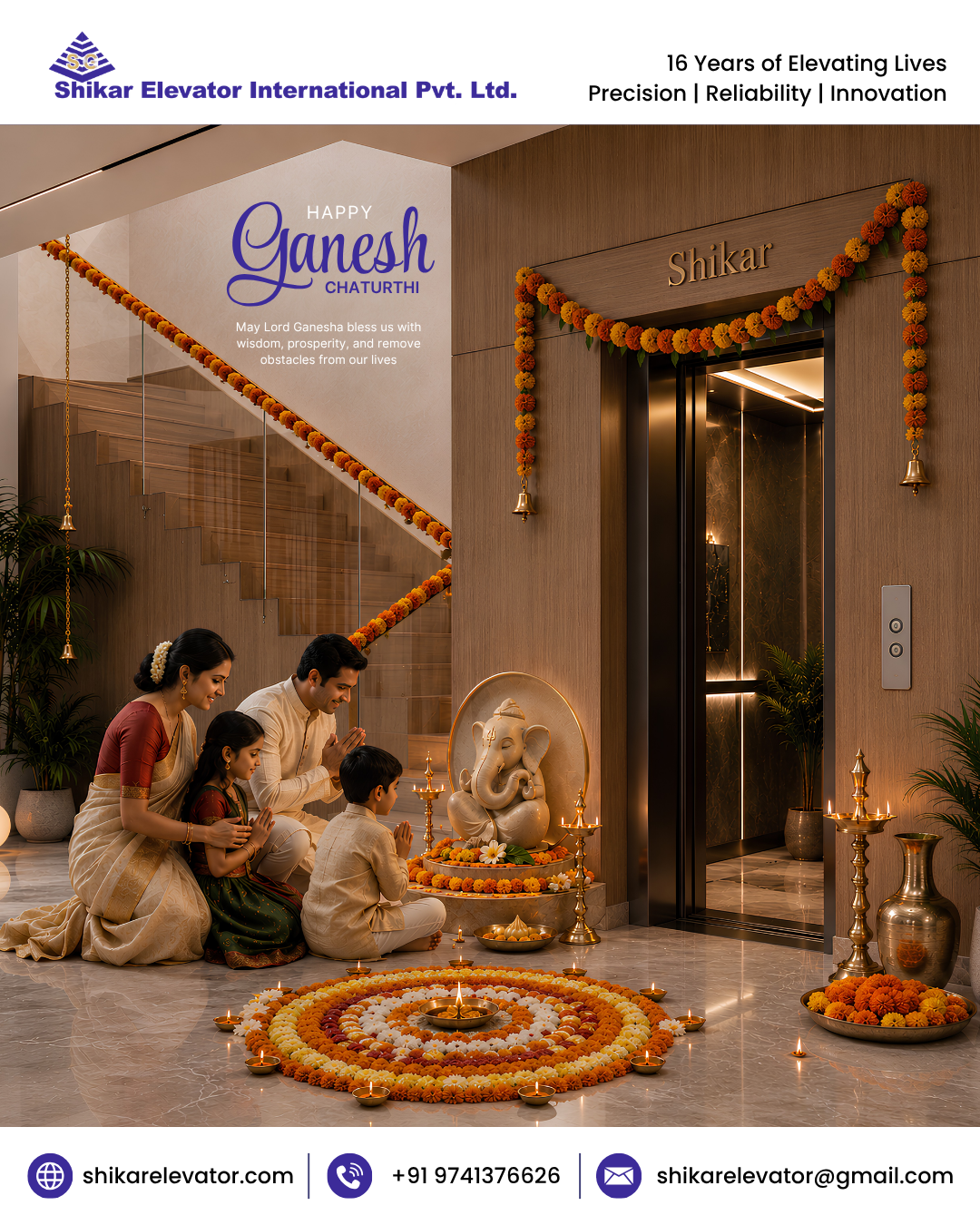 Happy Ganesh Chaturthi from Shikar Elevators — Blessings That Take You Higher!