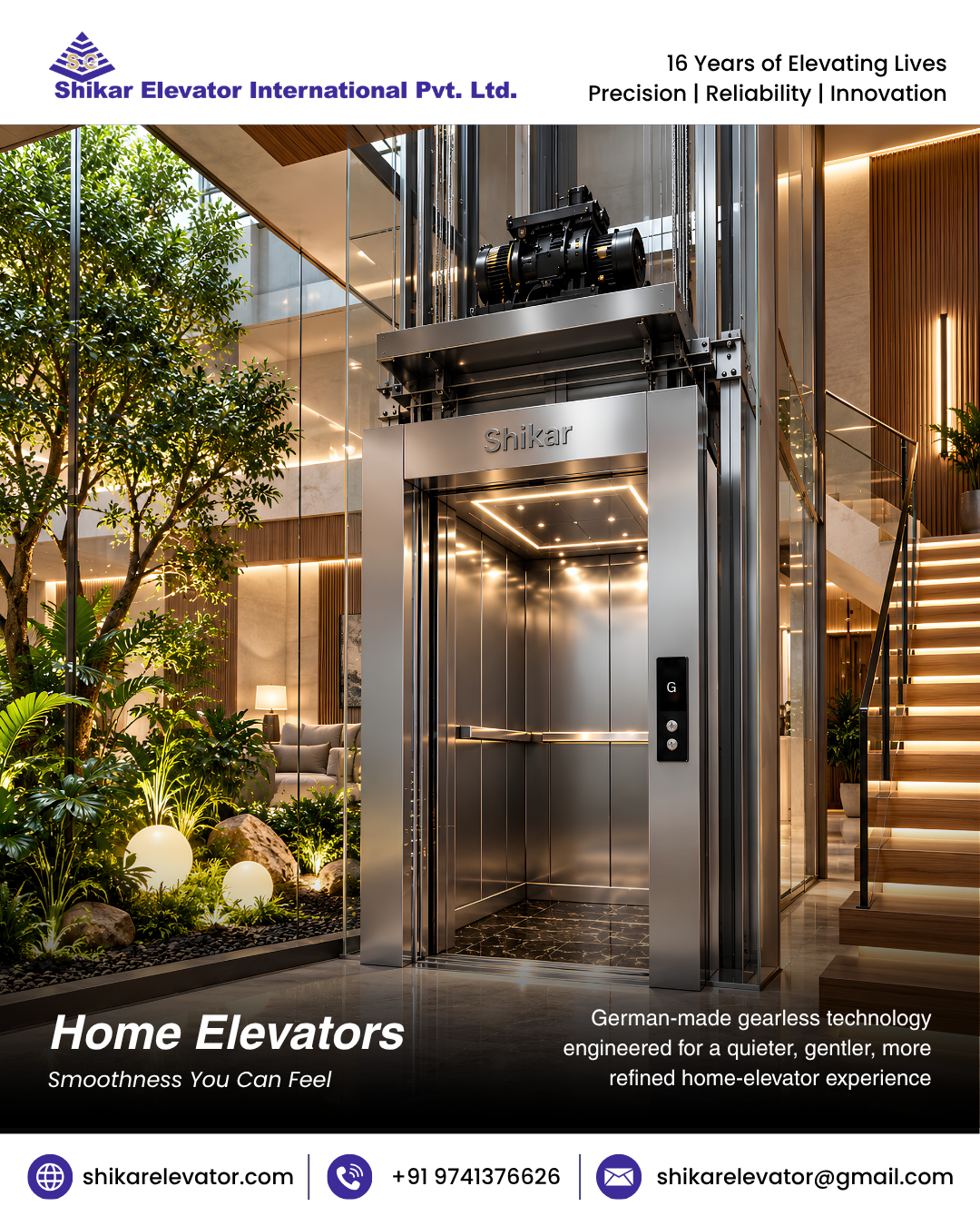 Home Elevators in Luxury - Shikar Elevator is the Popular Elevator Brand in Bangalore.